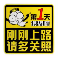 趣行 汽车高反光实习警示贴 15x15cm个性新手上路不干胶车贴 加大刚刚上路请多关照实习车贴