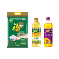 福临门 食用油玉米油900ml+葵花籽油900ml +五常稻花香米5kg 米油组合 HB