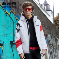 波司登羽绒服男短款连帽2019新款漫威联名款印花外套潮B90132117D
