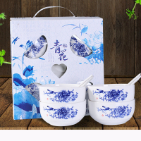 青花瓷碗勺套装4碗4匙 90套起购