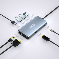 宏碁(acer) HY41-T8 八合一扩展坞USB3.0分线器高清HDMI转接头千兆网口 苹果小米华为投屏投影转换器