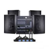 菱声(LINGSHENG) 会议音响设备专业音响设备套装手持话筒+功率放大器+4只音响套装 免费安装 黑色