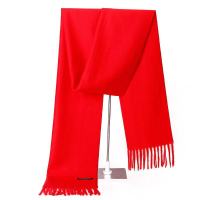 中国红围巾定制桑蚕丝刺绣年会商务庆典礼品大红色围巾