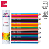 得力(deli)24色纸桶装学生绘画艺术写生彩铅彩色铅笔儿童涂色填色彩笔绘画笔套装 68123 单筒装