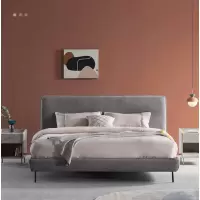网易严选 纷格·垂背布艺软包床 北欧风格现代简约松木结实无响动不塌陷承重大舒适易清洁可拆洗床围 雾灰 1.5米