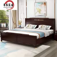 尊禾 床 新中式实木床1.8米气压床高箱中式床婚床简约双人床-气压储物
