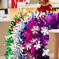 企购优品圣诞节装饰品圣诞聚会布置圣诞装饰挂饰彩条雪花亮片彩条2条装