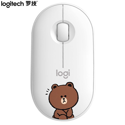 罗技(Logitech)Pebble鹅卵石无线蓝牙静音薄款台式笔记本苹果mac家用商务办公便携时尚 布朗熊