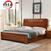 尊禾 床 实木床 卧室家具1.5米单人床现代简约新中式床婚床+床头柜*2+床垫*1