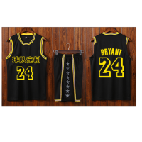 篮球服8号24号黑曼巴黑色短袖球衣套装圆领可定制黑色无袖套装 XL