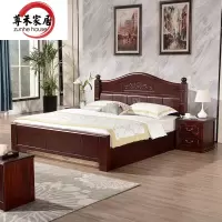 尊禾 床 实木床 新中式1.5米单人床床可储物床+床垫*1