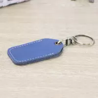 企采严选 牛皮手工门禁卡套男女钥匙扣方形小号宝蓝