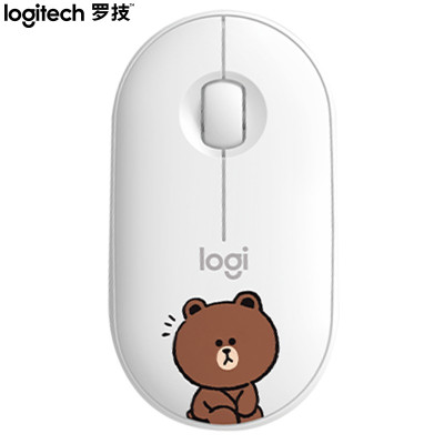 罗技（Logitech）Pebble鹅卵石无线蓝牙静音薄款台式笔记本苹果mac家用商务办公便携时尚布朗熊