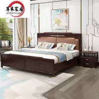 尊禾 床 实木床 新中式双人床1.5米气压储物床民宿客栈酒店禅意家具