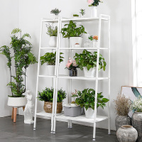 溢彩年华 移动书架 厨房置物架落地收纳架 阳台花架多层架展示架典雅白