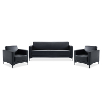 迪欧(DIOUS)简约现代沙发 商务办公沙发 家用休闲沙发 大扶手大座深 DA1099 黑色 西皮 3+1+1组合款