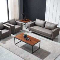 迪欧(DIOUS)简约现代沙发 商务办公沙发 家用休闲沙发 大扶手大座深 DA1099 灰色 西皮 3+1+1组合款