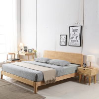 实木简约小户型北欧日式单双人床卧室家用 1.5*2米 胡桃木色