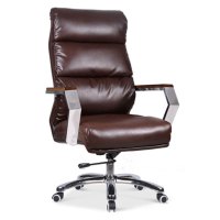 皮电脑椅子 舒适靠枕职员老板办公椅子 高靠背转椅子可躺A-9131 咖啡色