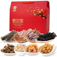 绿帝旗舰店 年货海产干货礼盒(干贝 墨鱼 鱿鱼 紫菜 虾皮 海蛎干 淡菜干 海带)团购送礼大礼包 四海优选礼盒 单位:盒