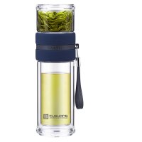 富光 双层透明玻璃水杯 泡茶师系列玻璃杯 茶水分离杯 商务办公泡茶杯 240ML G1609-SH-240