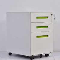 东方盛唐钢制文件活动柜三抽屉柜 办公储物矮柜移动铁皮柜子带锁 绿色
