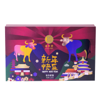 锦华礼 金牛献瑞(果仁干果混合制品、代可可脂巧克力制品、糕点)(10盒/箱,整箱出售)