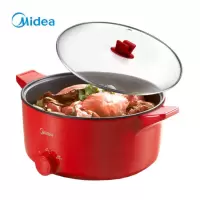 美的(Midea)MC-DY30E101R 电火锅家用多功能用途电煮锅电热锅不粘电炒锅5L大容量加深火锅