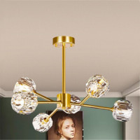 德力西(DELIXI)MD818-6 6头 水晶球11cm[不带光源]吊灯黄铜水晶灯轻奢灯分子