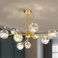 德力西(DELIXI)MD818-9 9头 水晶球11cm[不带光源]吊灯黄铜水晶灯轻奢灯分子灯