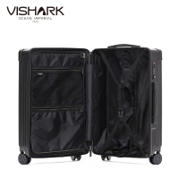 鲨鱼(VISHARK)海狮系列四边包角黑色亮面拉链硬箱24英寸VL9071245 黑色