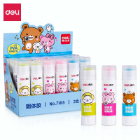 得力(deli)9g彩色PVA固体胶水/胶棒 糖果色胶体涂抹显色 可爱卡通 3色/24支 学生儿童手工 7165(TG)