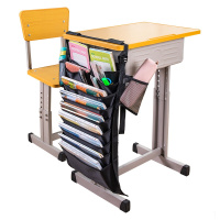 得力(deli)挂书袋课桌书挂袋 升级款交叉收纳书桌挂袋 书袋 学生书本收纳袋 加厚款黑色72364(TG)