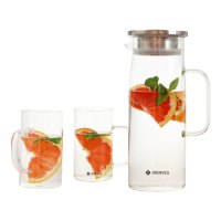 怡乐雅 玻璃水具 YLYS589 高硼硅玻璃水具五件套 凉水壶*1+水杯*4 纸盒包装 12套/箱(单位:套)