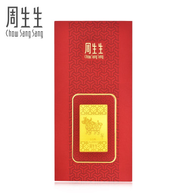 周生生(CHOW SANG SANG)Au999.9黄金压岁钱生肖牛金片91160D定价