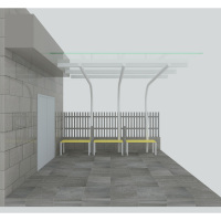 户外休闲式拼装吸烟区 长*宽*高：4800*3000*3000
