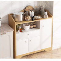 客厅餐边柜可移动客厅储物柜文件柜 [三门一抽 加厚款]枫木色+白色