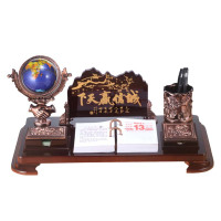 ZEBRA 2021木质台历架 天下赢信诚地球仪款707 30*60CM 红木色
