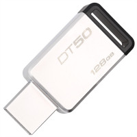 金士顿 128GB USB3.1 U盘 DT50 黑色 金属外壳 无盖设计