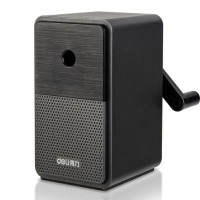 得力(deli) 71160 学生削笔机5档笔尖粗细可调节卷笔刀自动进笔手摇铅笔削笔器 银黑色