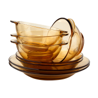 康宁(CORNING) 餐具家用透明碗玻璃碗汤碗饭碗沙拉碗 美国康宁餐具8件套