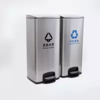 四联分类不锈钢垃圾桶120L(新国标)可回收+有害+厨余+其他