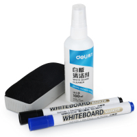 得力7839白板擦写组合 清洁剂 组合套装 1个白板擦+2支白板笔+1瓶白板清洁剂 单套