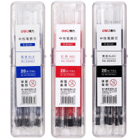 得力deli全针管中性笔水笔芯学生经济性笔芯0.38mm细20支/盒全针管笔芯33402 单盒装