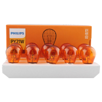 飞利浦（PHILIPS）斜角单尾指示灯尾灯前后转向倒车灯PY21W汽车灯泡 10支装