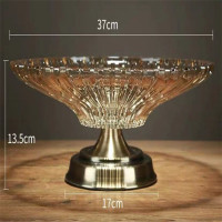 S-还真欧式玻璃大果盘干果盘果盘37*13.5cm 轻奢美式果盘