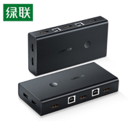 绿联(Ugreen) 50744 KVM切换器 HDMI切屏器2进1出4K高清 USB打印机共享器
