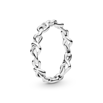 Pandora潘多拉心意交织925银戒指女对戒时尚个性礼物