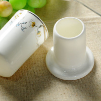 陇步昇 牙签筒高骨瓷金边