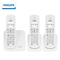 飞利浦(PHILIPS)无绳电话机 无线座机 子母机 办公家用 屏幕白色背光 持久待机DCTG186(1+2)白色